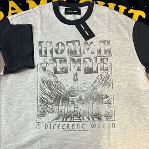 Homme Femme Gray and Black Short Sleeve Tee